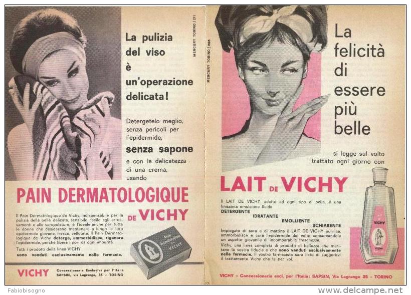 1963  - PAIN DERMATOLOGIQUE / LAIT De VICHY  -  2  P.  Pubblicità Cm. 13,5 X 18,5 - Altri & Non Classificati