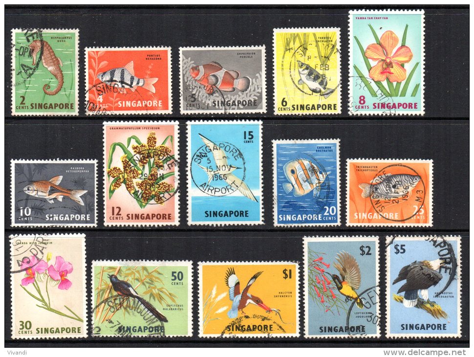 Singapore - 1962/66 - Flora &amp; Fauna Definitives (Upright Watermark, Part Set) - Used - Singapour (1959-...)