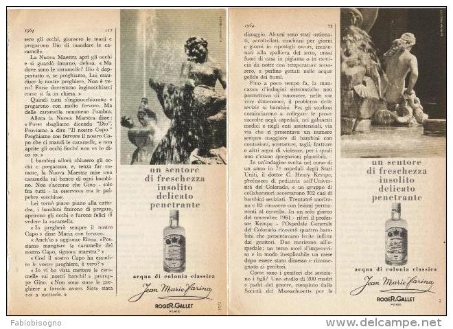 1964  - Acqua Di Colonia Jean Marie Farina (ROGER E GALLET)  -  3  P.  Pubblicità Cm. 13,5 X 18,5 - Magazines