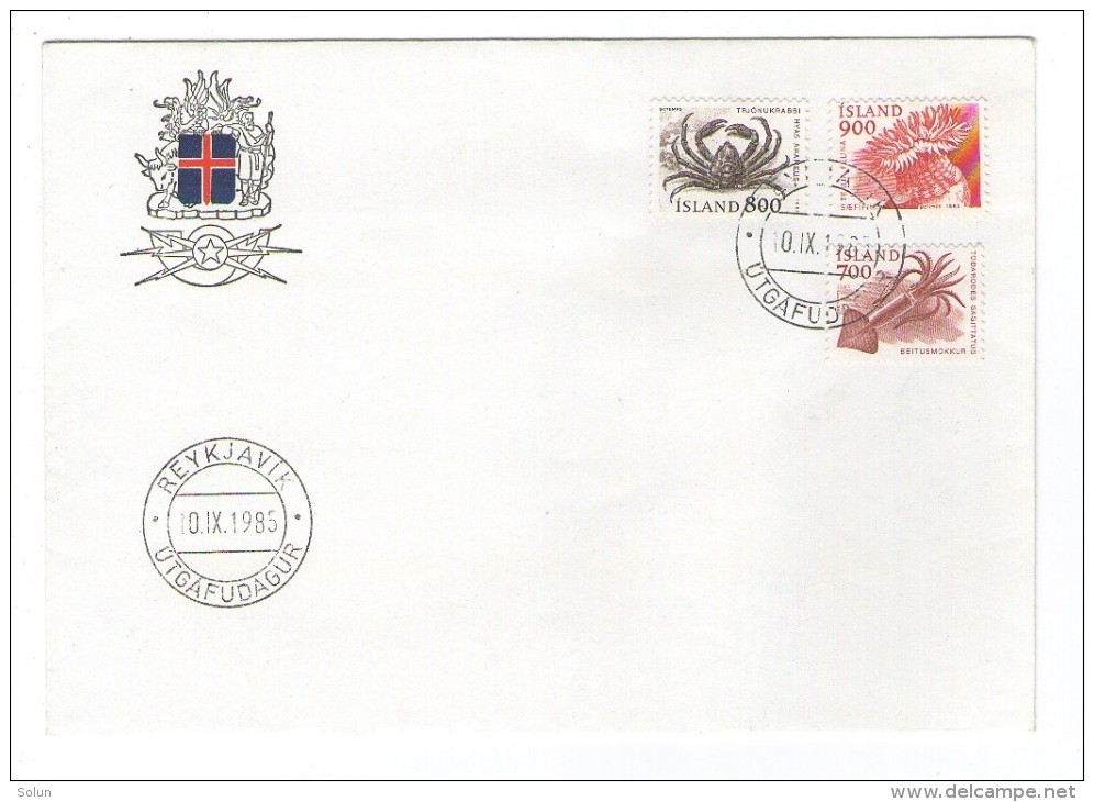 ICELAND ISLAND REYKJAVIK 1985 COVER WITH  STAMPS  SEE FAUNA CREBS ANIMALS - Lettres & Documents