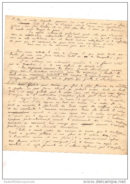 Georges De La Fouchardière. Manuscrit Autographe Signé.4 Pages.(22,5 X 21,3 Cm)envoi à Claude Gevel.SD. - Autres & Non Classés