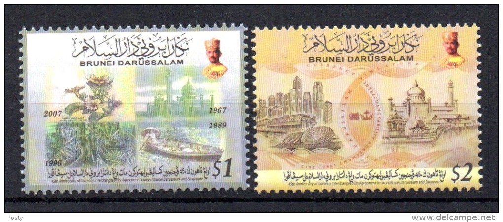 BRUNEI - EMISSION COMMUNE AVEC SINGAPOUR - JOINT ISSUE WITH SINGAPORE - $1 + $2 - 2007 - - Brunei (1984-...)