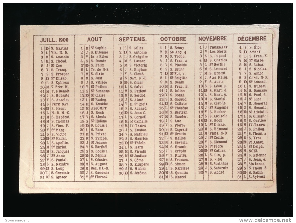 CHROMO 8.5 X 5.5 CM - CALENDRIER 1900  =  SICILIENNE =  2 SCANS - Otros & Sin Clasificación