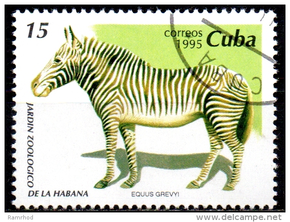 1995 Animals From Havana Zoological Gardens -15c - Grevy's Zebra   CTO - Usati