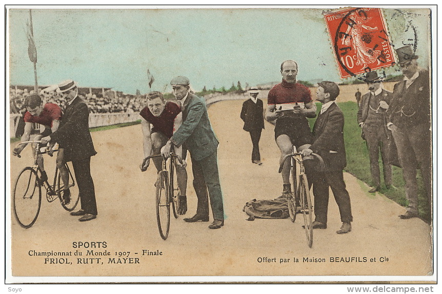 Championnats Monde Piste 1907 Emile Friol Né A Tain L' Hermitage Walter Rutt Né A Morsbach  Mayer Stade Velodrome - Cycling