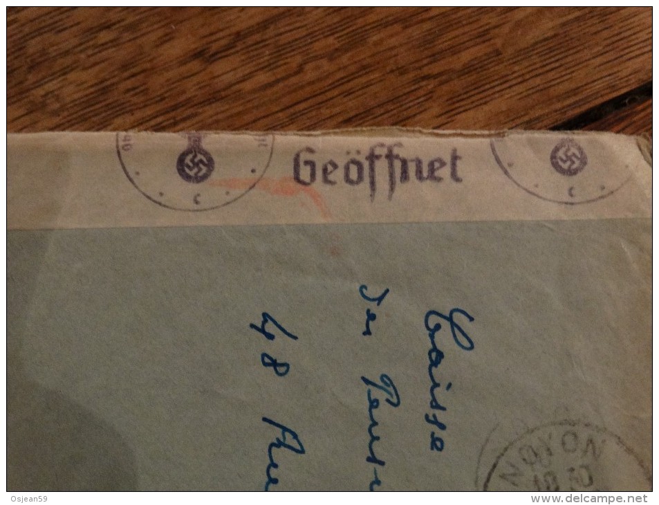 Enveloppe Envoyée En Belgique Datée Du/07/1941-Ouverte Et Contrôlée Par La WERMACCH-griffe 31 - 1939-44 Iris