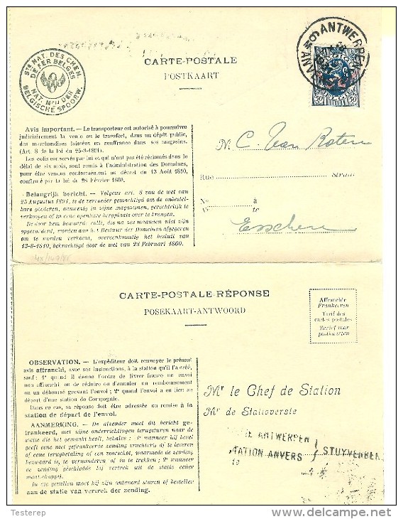 Service12 50 Ct  Antwerpen 1931 + Naamstempel Statie Antwerpen/Stuyvenberg + Cachet Chemin De Fer Stuyvenberg - Sonstige & Ohne Zuordnung