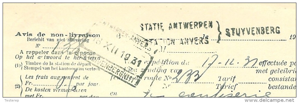 Service12 50 Ct  Antwerpen 1931 + Naamstempel Statie Antwerpen/Stuyvenberg + Cachet Chemin De Fer Stuyvenberg - Sonstige & Ohne Zuordnung