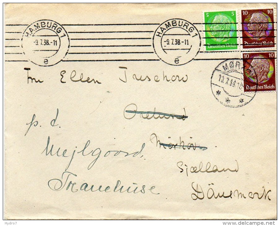 Brief 1938 Hindenburg 3+10+10 Pf.  Cover Letter Olympische Spiele  DR Germany - Sonstige & Ohne Zuordnung