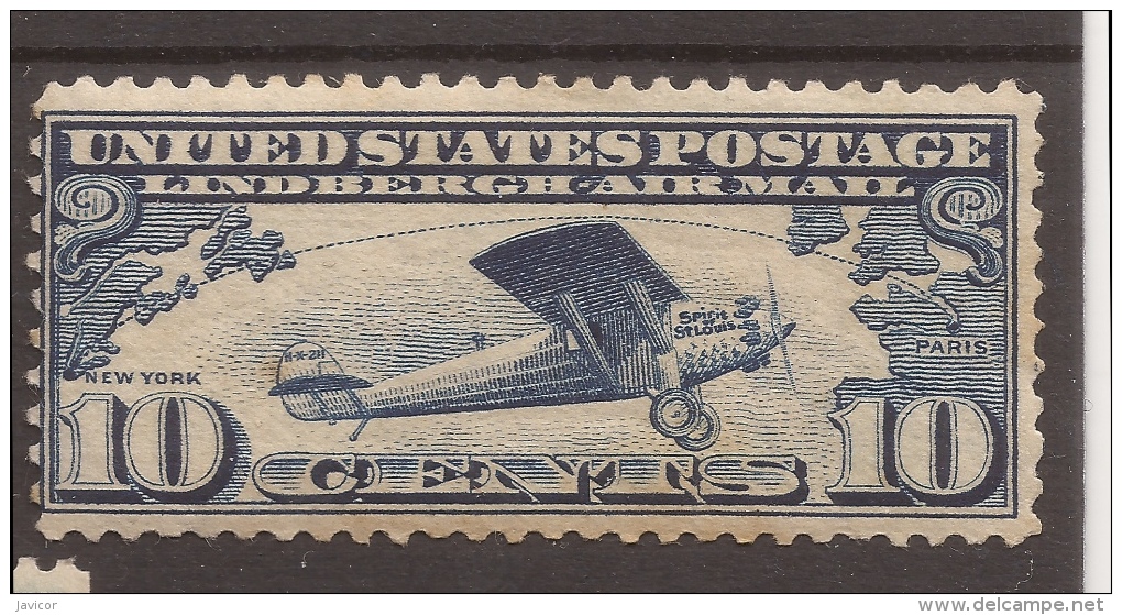 EEUU 1927 LINDBERGH AIRMAIL  Scott C10* 10 Cent MH - 1b. 1918-1940 Ongebruikt