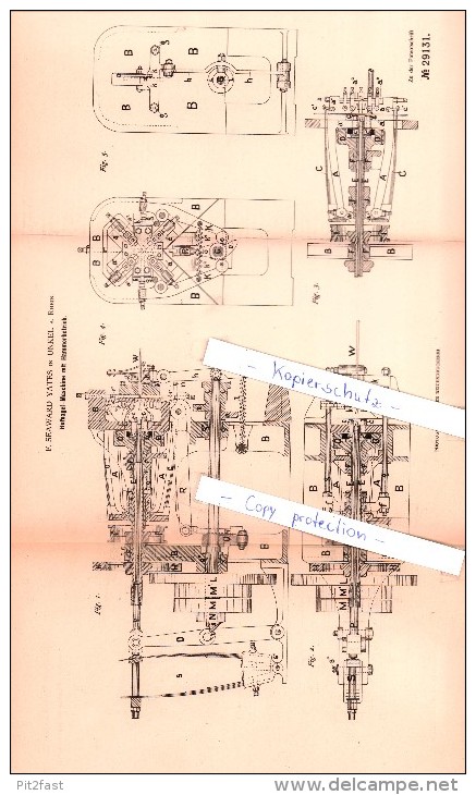 Original Patent   - F. Seaward Yates In Unkel A. Rhein , 1884 , Hufnagel-Maschine  !!! - Lotterielose