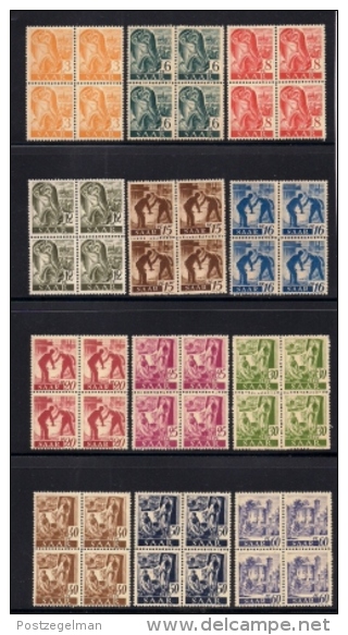 SAARLAND, 1947, Unused Stamps, Without Glue, Definitives, Blocks Of 4, MI206=225, #13241 (not Complete) - Other & Unclassified