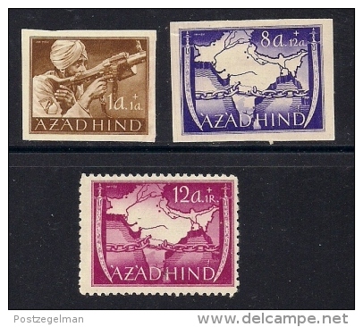 AZAD HIND (India),  1943, Unused  Stamps, Private Issue, Free India, 3 Values Only, MI 1=7, #13270 Not Complete - Other & Unclassified