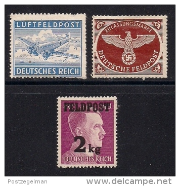 GERMANY FELD POST,  1942-1944,Mint Hinged Stamps,  3 Values Only, MI 1-3, #13279 - Other & Unclassified