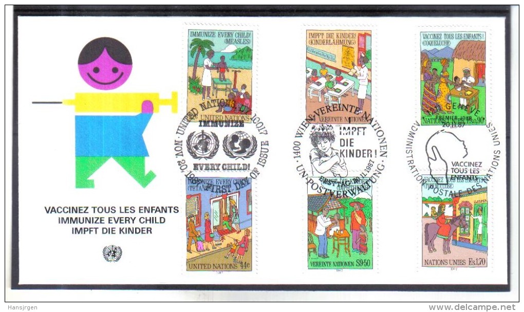 FCD694  FDC UNO WIEN 1987  MICHL 77/78 UNO GENF 160/61 UNO NEW YORK  542/43 - FDC