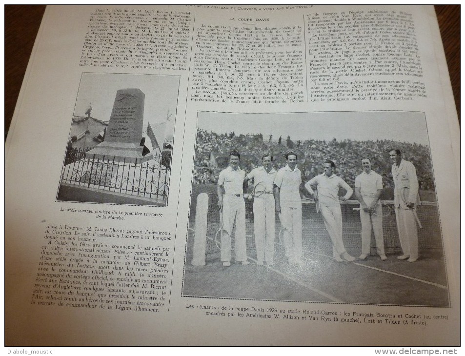 1929 : Tour du monde Alain Gerbault;Kathmandou (NEPAL);Tournoi Beauté Europe-USA;Tahiti; Blériot; Coupe Davis;etc.