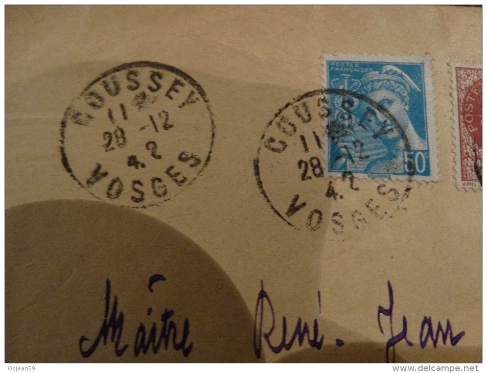 Recommande -COUSSEY Du 28/12/1942(4 Et 2 Non Alignés) - Lettres & Documents