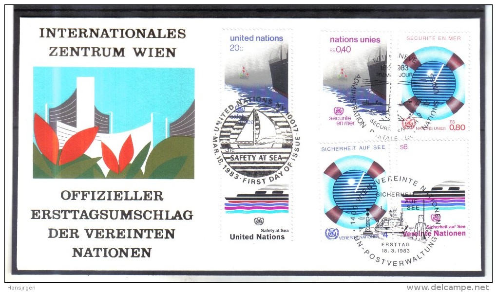 FCD675  FDC UNO WIEN 1983  MICHL 30/31 UNO GENF 112/13 UNO NEW YORK  417/18 - FDC