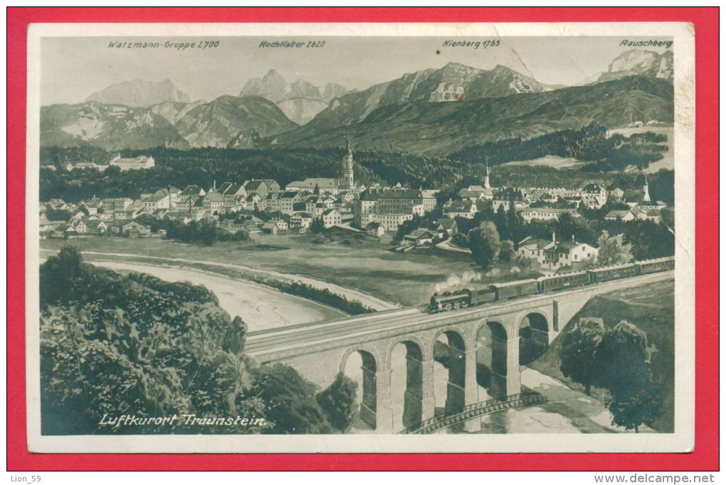 159098 / LUFTKURORT TRAUNSTEIN - RIVER BRIDGE RAILWAY TRAIN LOCOMOTIVE -  Germany Deutschland Allemagne Germania - Traunstein