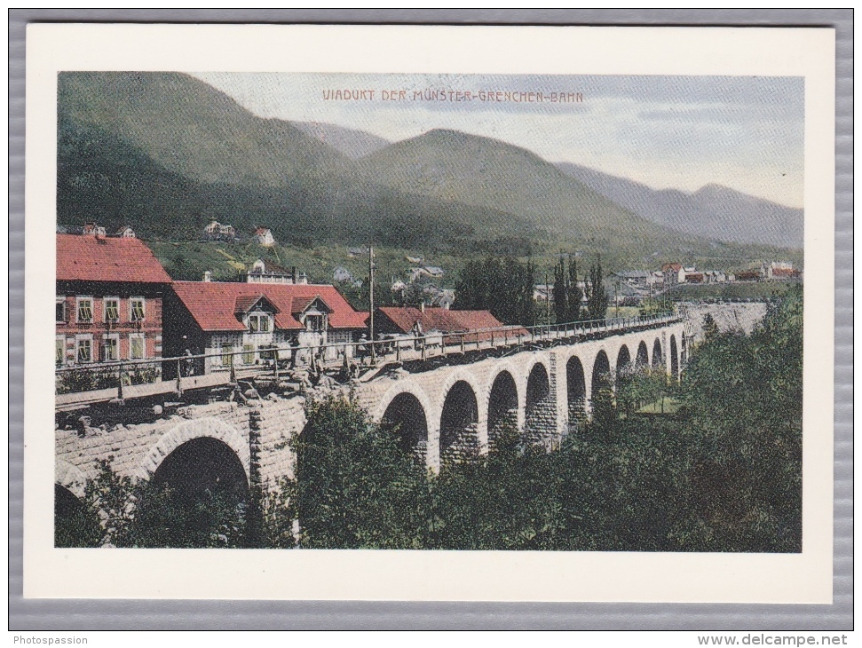 75 Jahre BLS - Viadukt Der Münster-Grenchen-Bahn - "Reproduction" -auf Dem Rückseite: Taufe Der Lok Gretchen Am 5.11.198 - Eisenbahnen