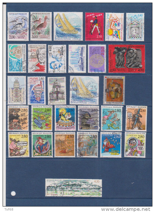 France Oblitéré 1993 Lot De 31 Timbres Cote 17,45 Euros - Collections