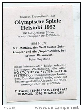 SB10145 KOSMOS Zigarettenbilder - Oylmpische Spiele Helsinki 1952 Bild Nr.79 Bob Mathias, Der Welt Bester Zehnkämpfer .. - Autres & Non Classés