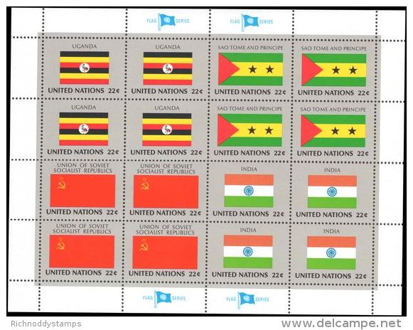 New York 1985 Flag Sheet, Uganda, St Thomas, USSR, India Unmounted Mint. - Sonstige & Ohne Zuordnung