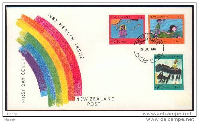 -New Zealand-1987-"Health" (o) Set Of 3 - Covers & Documents