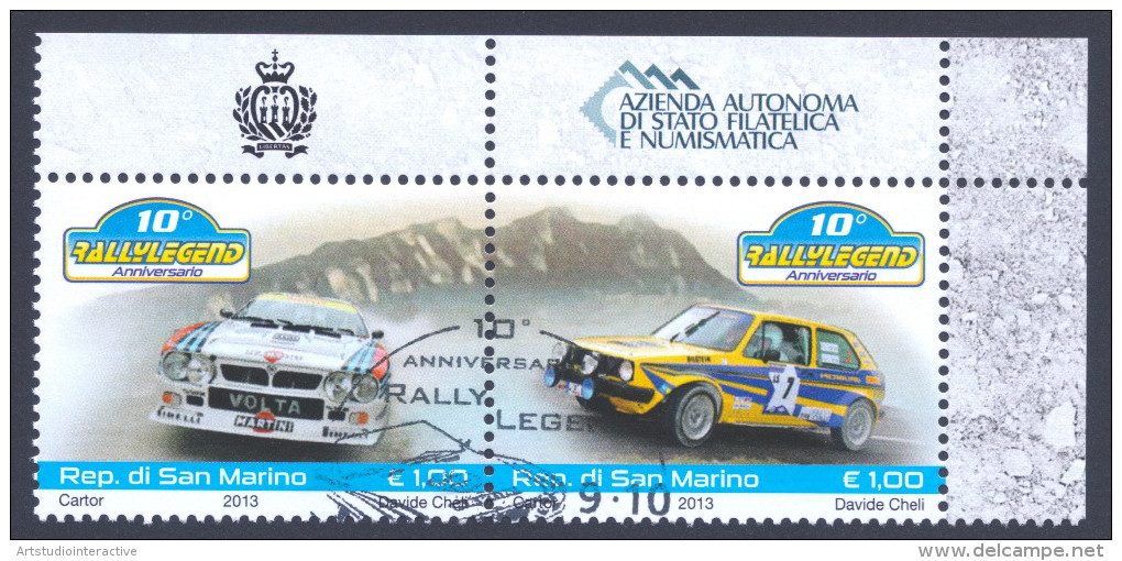 2013 SAN MARINO "10° ANNIVERSARIO RALLY LEGEND" SINGOLO ANNULLO PRIMO GIORNO - Used Stamps