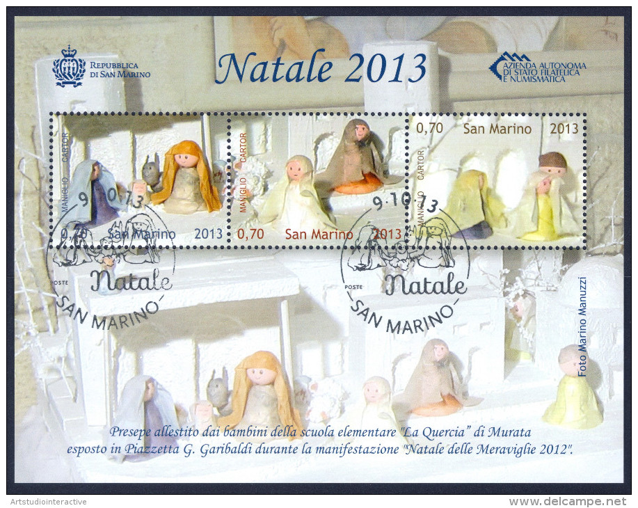 2013 SAN MARINO "NATALE" FOGLIETTO ANNULLO PRIMO GIORNO - Used Stamps
