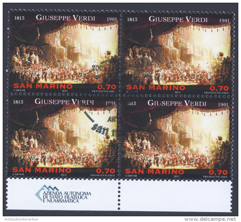 2013 SAN MARINO "200° ANNIVERSARIO NASCITA DI VERDI / WAGNER" QUARTINE ANNULLO PRIMO GIORNO - Used Stamps