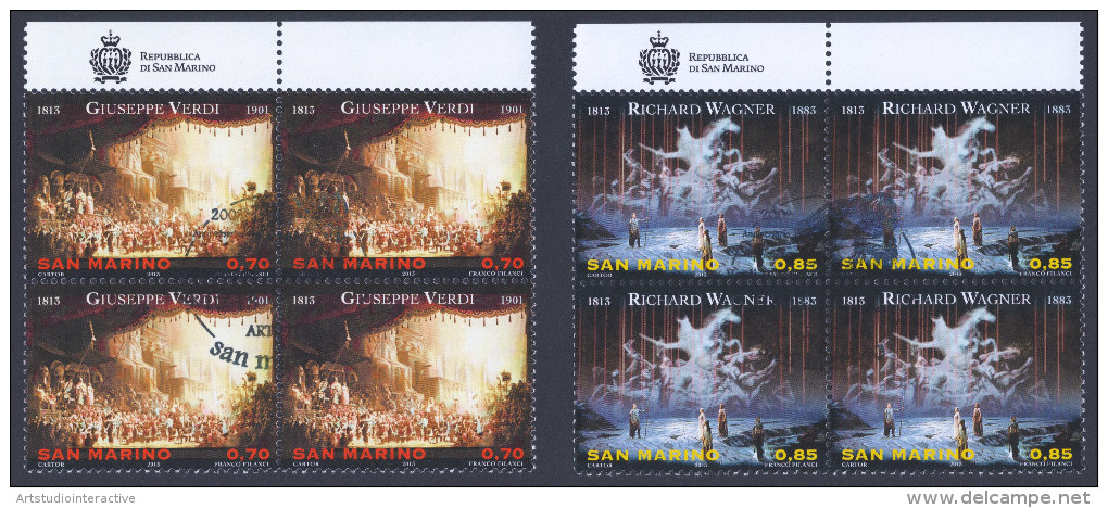 2013 SAN MARINO "200° ANNIVERSARIO NASCITA DI VERDI / WAGNER" QUARTINE ANNULLO PRIMO GIORNO - Used Stamps