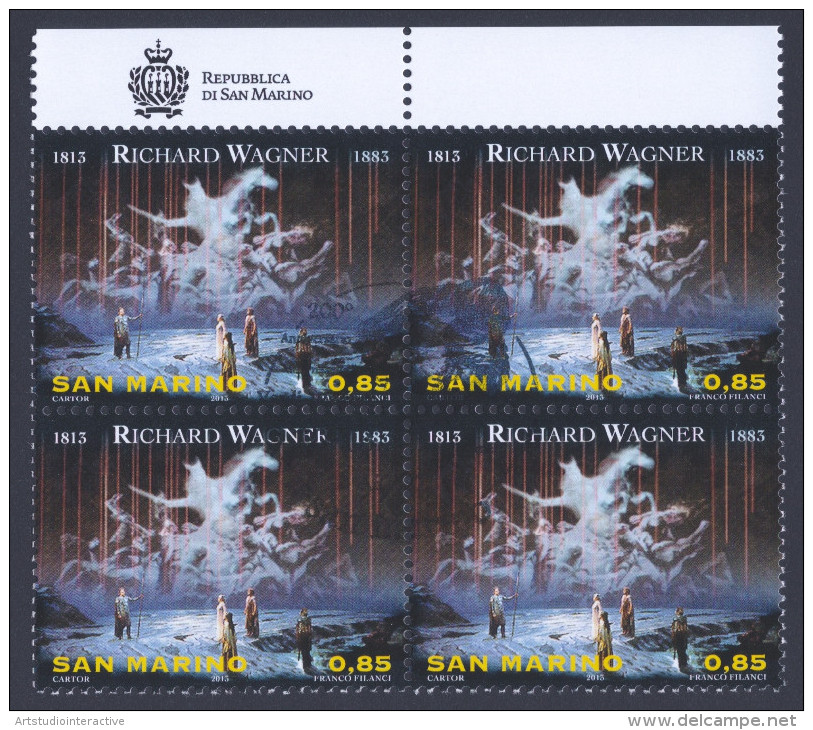 2013 SAN MARINO "200° ANNIVERSARIO NASCITA DI VERDI / WAGNER" QUARTINE ANNULLO PRIMO GIORNO - Used Stamps