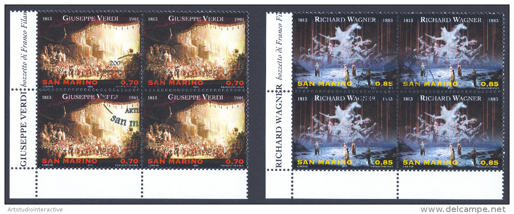 2013 SAN MARINO "200° ANNIVERSARIO NASCITA DI VERDI / WAGNER" QUARTINE ANNULLO PRIMO GIORNO - Used Stamps