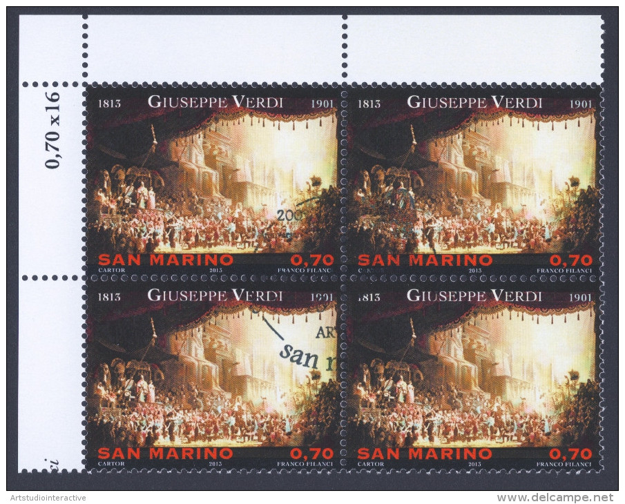 2013 SAN MARINO "200° ANNIVERSARIO NASCITA DI VERDI / WAGNER" QUARTINE ANNULLO PRIMO GIORNO - Used Stamps