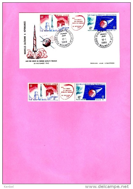 Enveloppe 1er Jour Et Timbres Neufs Sans Charnière. Mise Sur Orbite 1er Satellite Français 1966.  Nlle Calédonie - Oceania