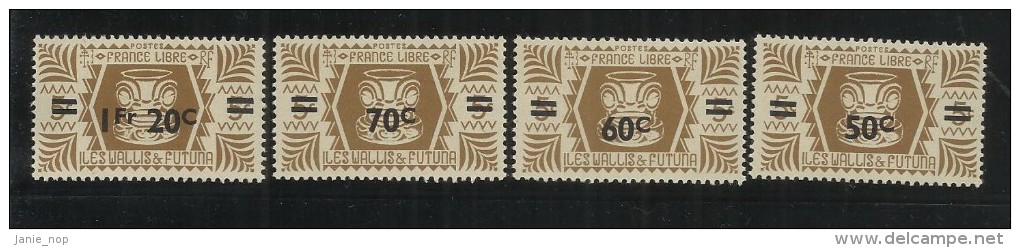 Wallis Et Futuna 1946 Overprinted Mint Set - Neufs