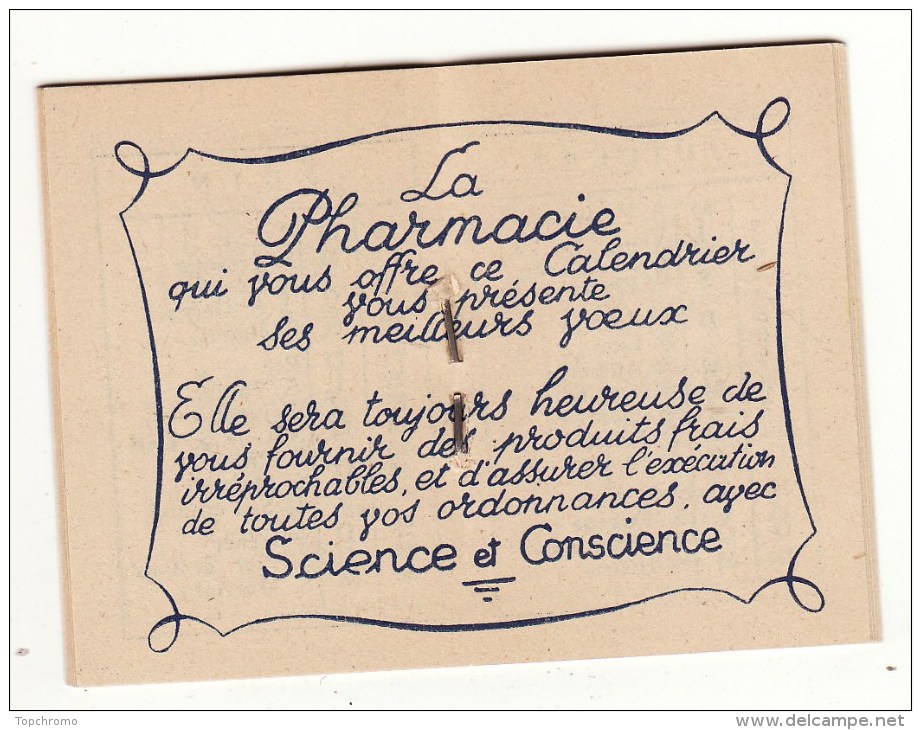 Petit Calendrier Publicitaire 1953 The Borel Laxatif Dépuratif Pharmacies 4cm X 5,9cm - Small : 1941-60