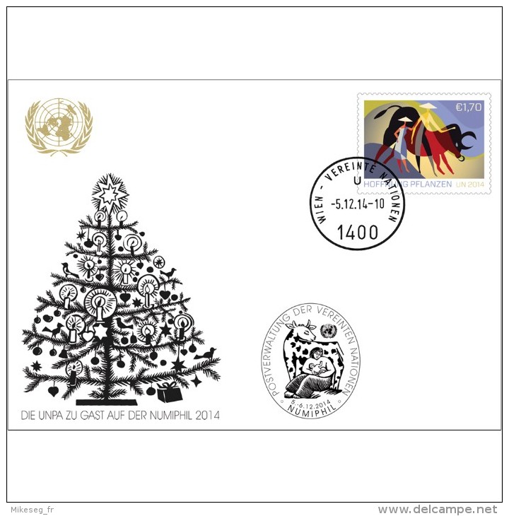 ONU Vienne 2014  - White Card NUMIPHIL 5-6 12 2014 "Hoffnung Pflanzen" - Cartes-maximum