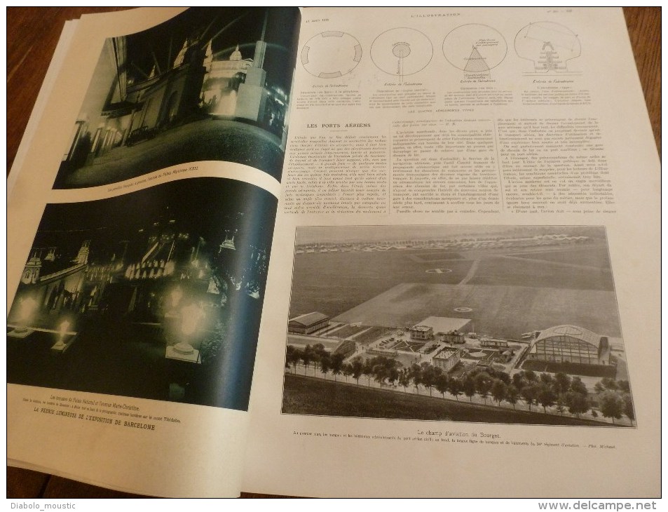 1929 :Barcelone;Les Ports Aériens;Vues-CARMONTELLE;Racine à Uzeès;Gange;Roi MONIVONG;Route De QUARANTE SOUS ;Erromango - L'Illustration