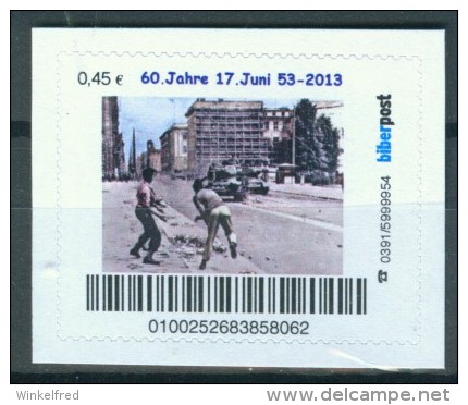 Biber Post 60 Jahre Volksaufstand 17. Juni 1953 0,45 &euro;  &euro; Gezähnt, Langer UPOC Neues Logo A570 - Private & Local Mails