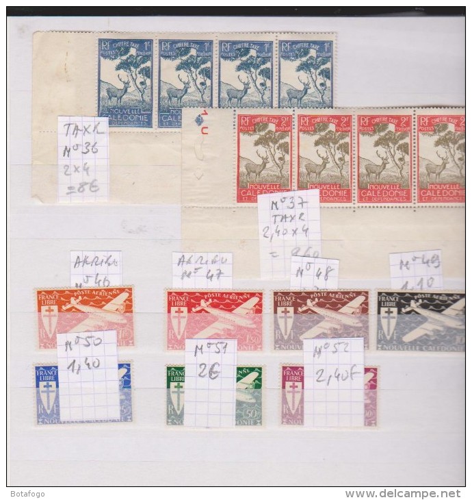 ALBUM TIMBRES NEUFS NOUVELLE CALEDONIE  JUSQU A 1945 , TAXES , PLANCHES ET UN FEUILLET