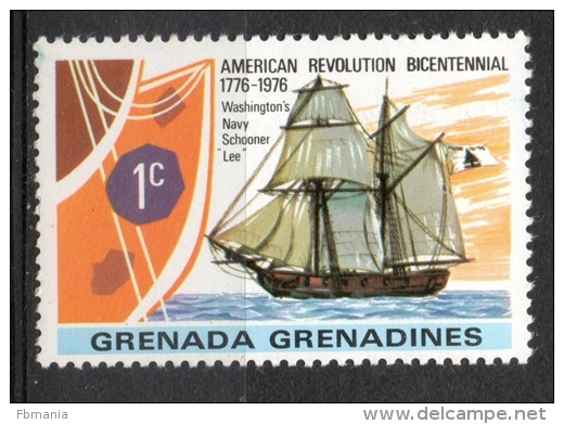 Grenada Grenadines 1976 - Rivoluzione Americana, American Revolution Veliero Scuna Shooner Nave Ship MNH ** - Grenada (1974-...)