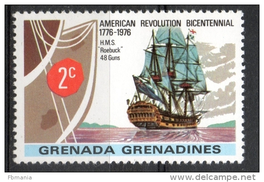 Grenada Grenadines 1976 - Rivoluzione Americana, American Revolution Fregata Frigate Nave Ship MNH ** - Grenada (1974-...)