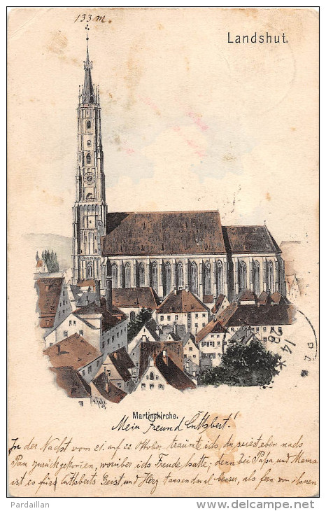 ALLEMAGNE.   DEUTSCHLAND.   LANDSHUT.   MARTINSKIRCHE. 1908.  DOS NON DIVISE. - Landshut