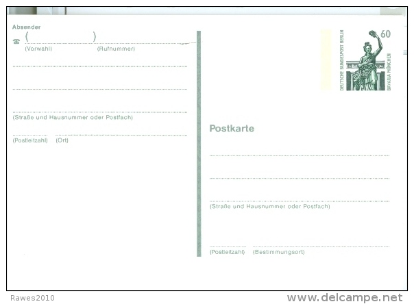 Berlin West Ganzsachenpostkarte 60 Pfg. Ungebraucht Bavaria München Markierungsbalken Eng An Briefmarke - Postcards - Mint