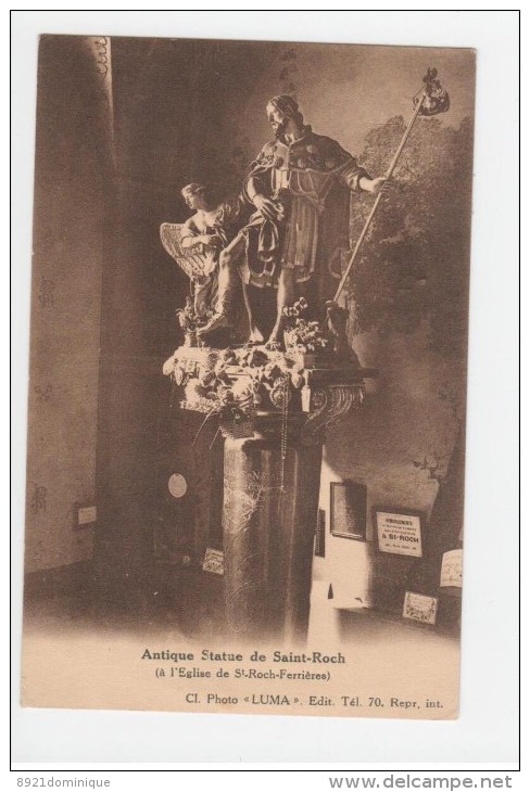 Antique Statue De Saint - Roch (à L´Eglise De St.Roch-Ferrières ) Circulé 1932 - Flémalle