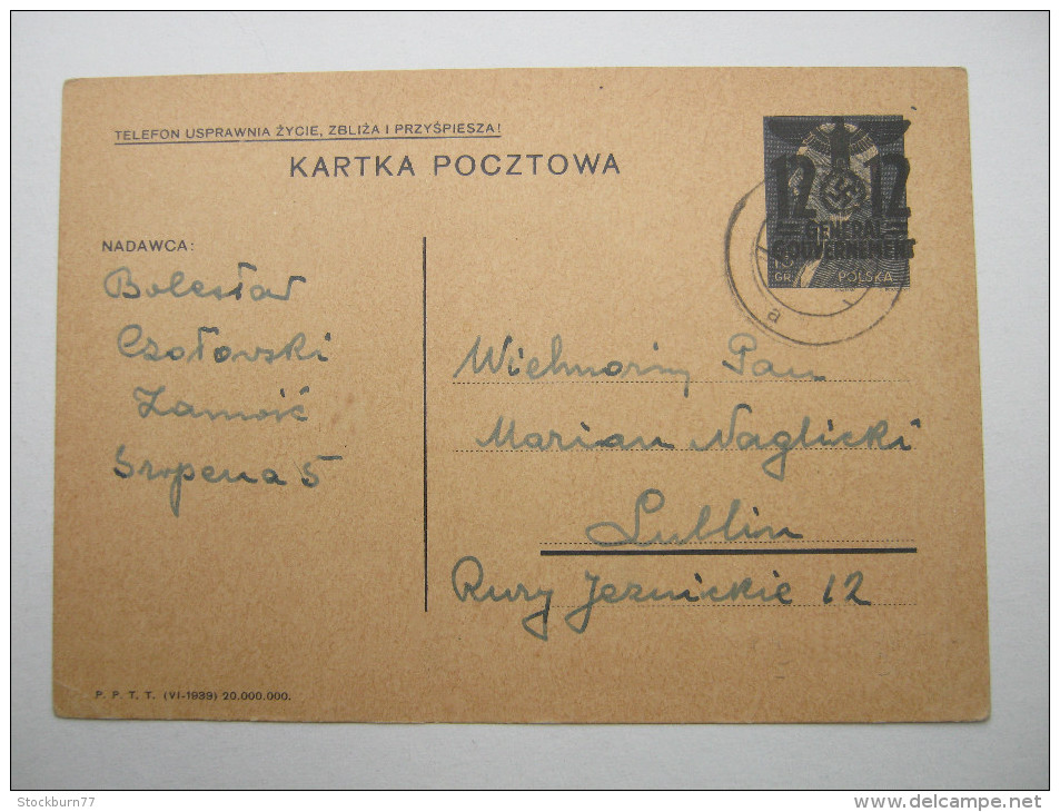 Generalgouvernement , Ganzsache  1940  Aus Krakau - Autres & Non Classés