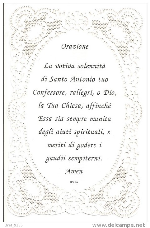 CANIVET N° RS26 SAINT ANTOINE DE PADOUE PARFAIT ETAT VERSO EN ITALIEN - Devotion Images