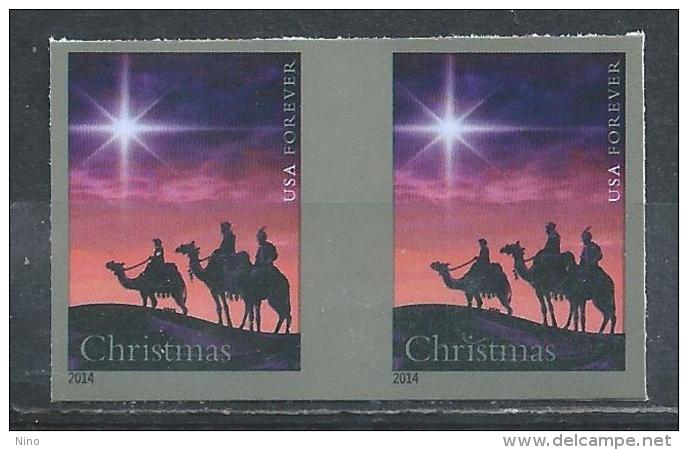 USA. Scott # 4945b, MNH Pair Imperforate. Christmas Magi From Booklet 2014 - Neufs